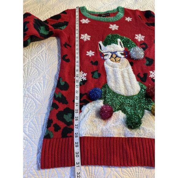 33 Degrees Women’s Size S Lama Ugly Christmas Sweater Multicolor Animal Print - Picture 8 of 8